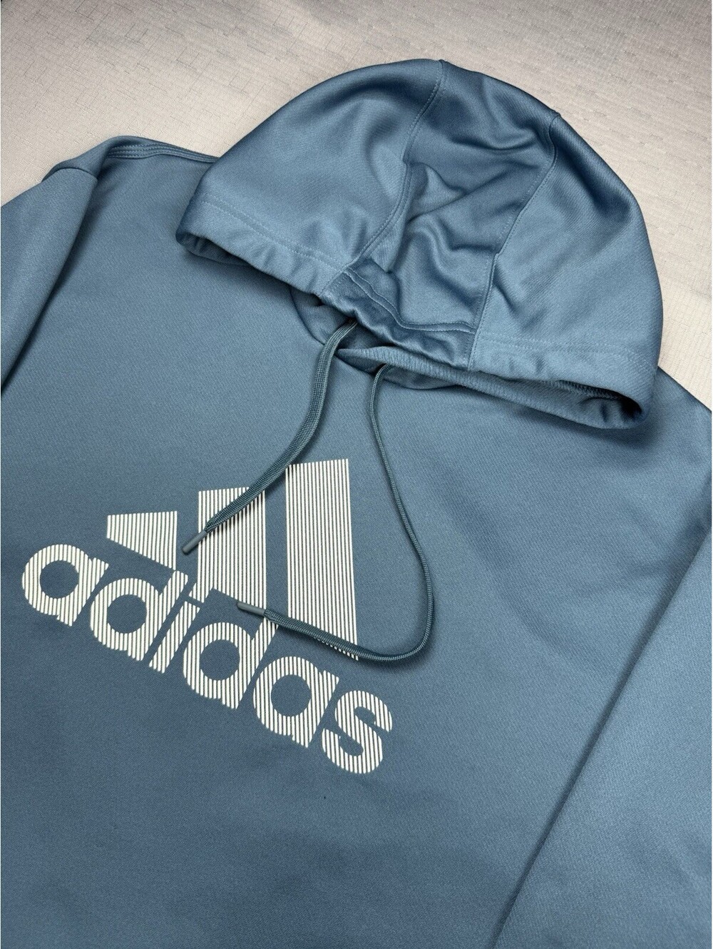 Adidas AEROREADY Mens XL Blue Hooded Sweatshirt‎ Pullover Logo Activewear